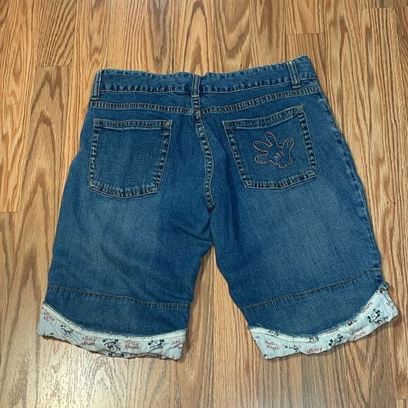 Disney Mickey Mouse Cuffed Blue Jean Shorts, embroidered, Small 3/5 - Picture 4 of 10